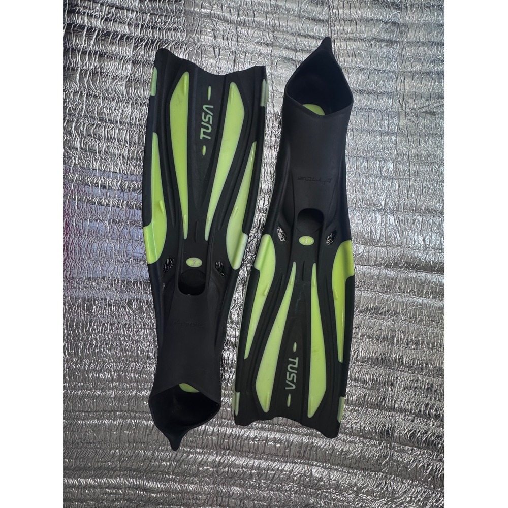 TUSA Solla Full Foot Scuba Diving Snorkeling Fins Black Lime Green XL 12-13